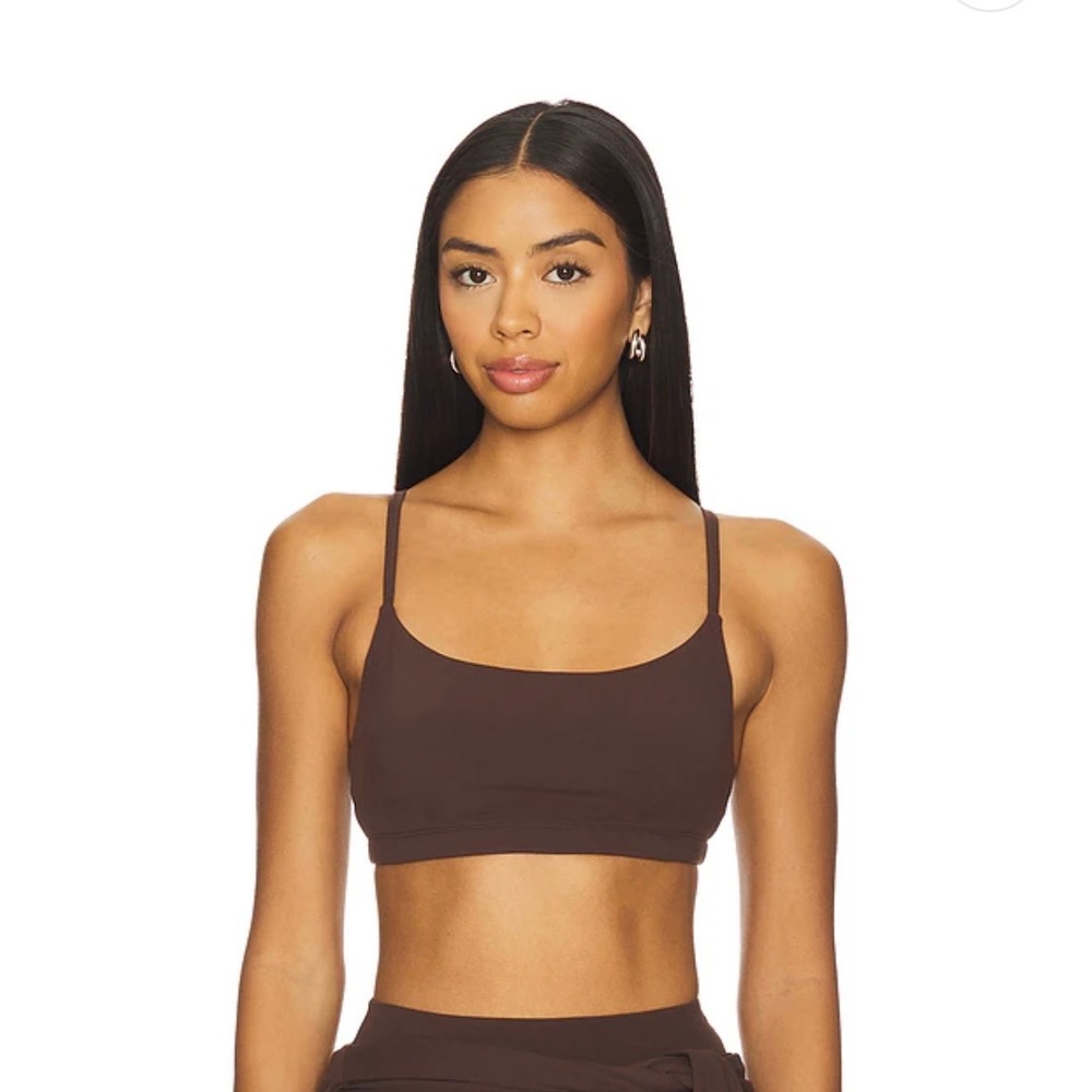 Year of Ours Studio Racer Bralette Oak Dark Brown Large Activewear Yoga Athletic